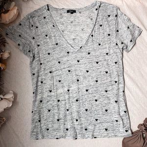 Rails Grey Linen Heart V Neck Tee